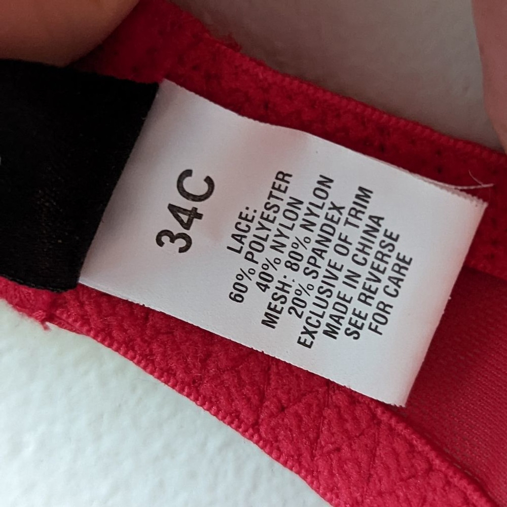 Fredericks of Hollywood Lace Underwire Bra Red Unlined women's sz 34C - Picture 4 of 6